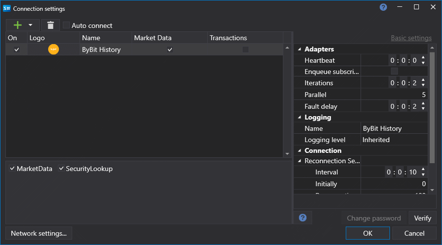 API GUI Settings Bybit History