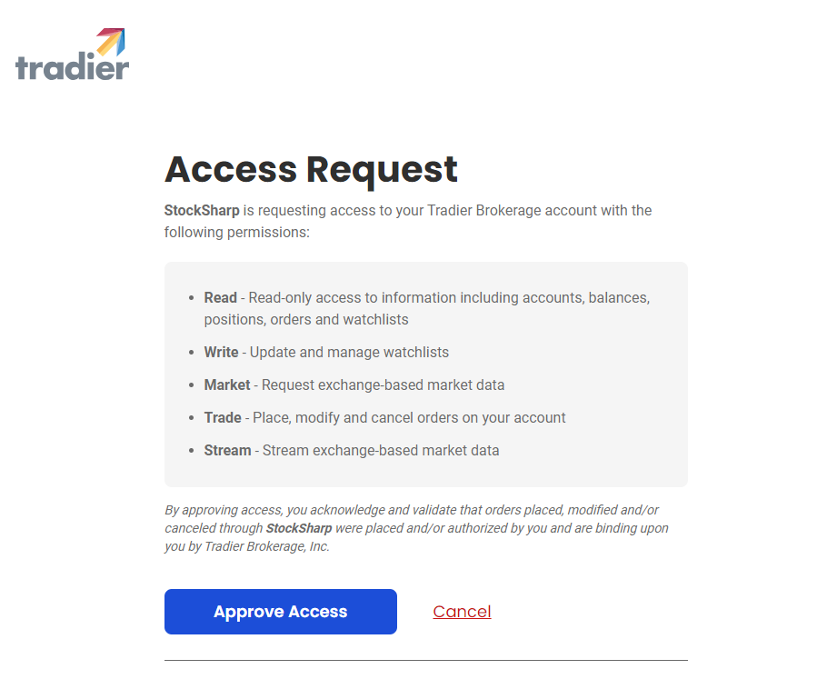 Tradier Permissions
