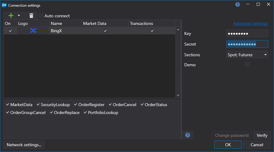 API GUI Settings BingX